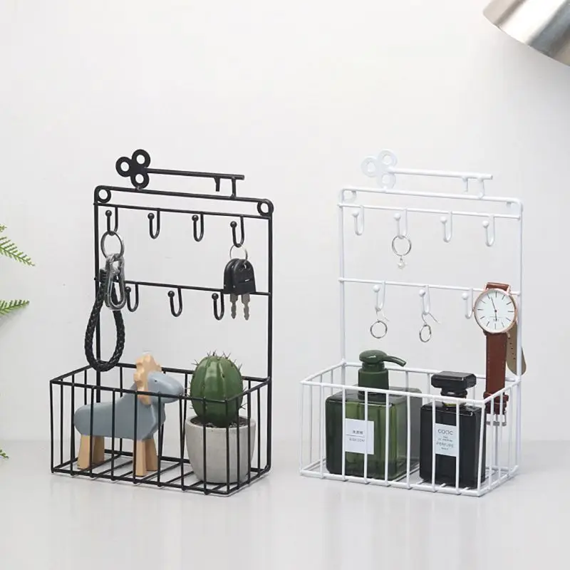 

Nordic Wrought Iron Storage Racks Simple Keys Hooks Paper Towel Holders Household Wall Decoration Kitchen Bathroom Organizer