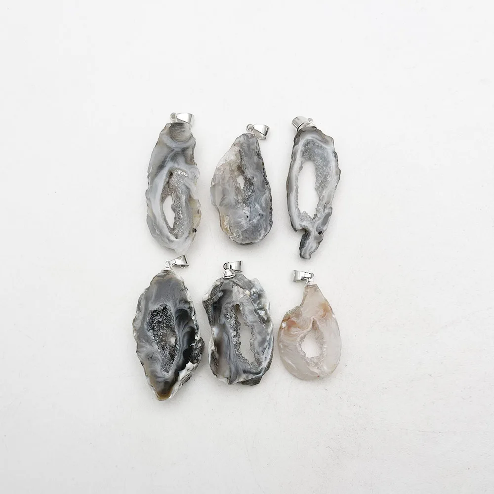 

Fashion 6pc new small Agates tablets natural stone Pendant Necklace for jewelry making charm accessories free shipping wholesale