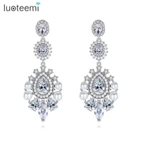 luoteemi imitation pearl drop earring for women wedding engagemnet accessories for bridal fashion trendy cubic zirconia jewelry