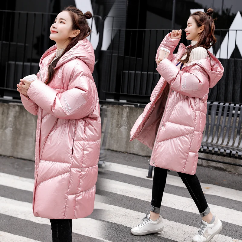 2020 зимнее Новое Модное Длинное пуховое пальто женская куртка с капюшоном