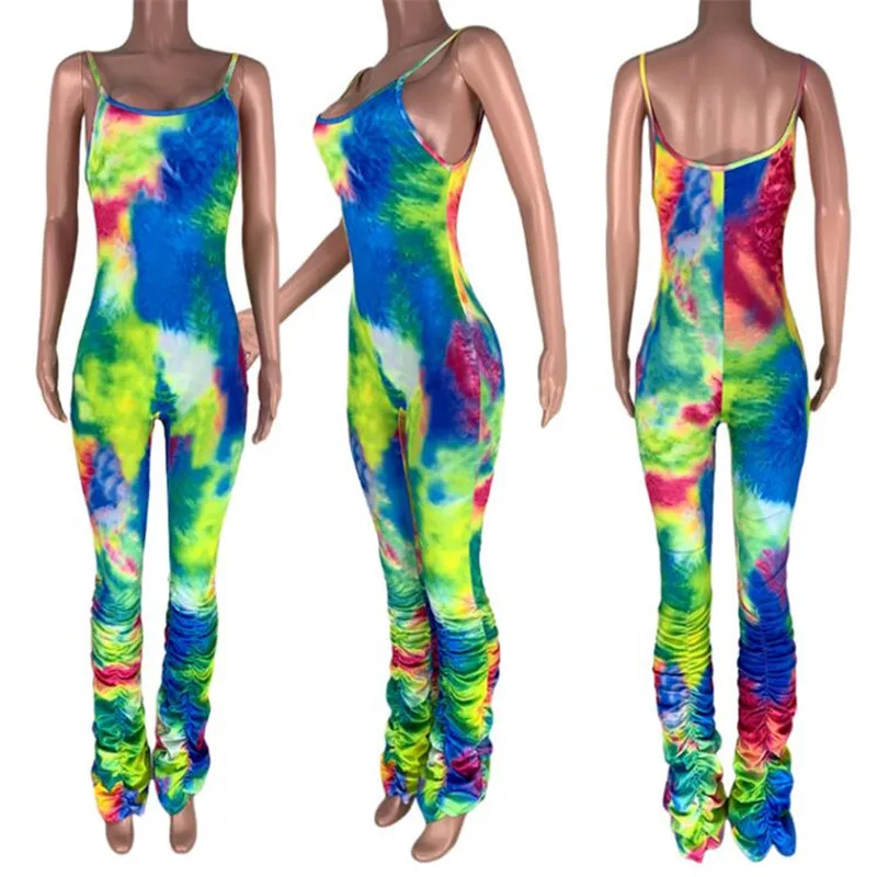 

Tie Dye Sexy Rompers Womens Jumpsuit Summer Elegant One Piece Bodycon Jumpsuit Romper Club Outfits Stacked Pants Party Jumpsuit
