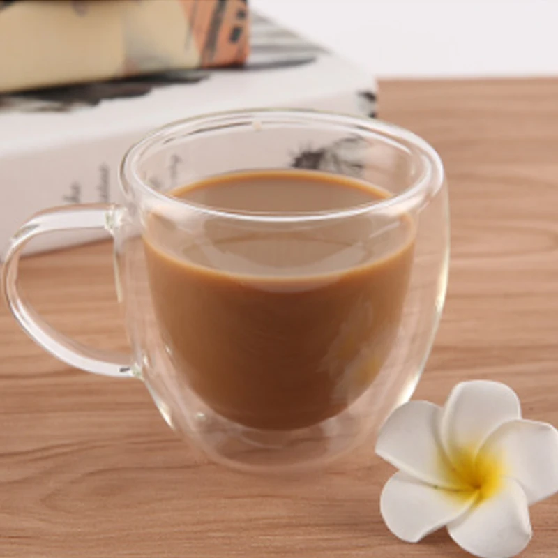 Термостойкая стеклянная кофейная чашка с двойными стенками креативная кружка