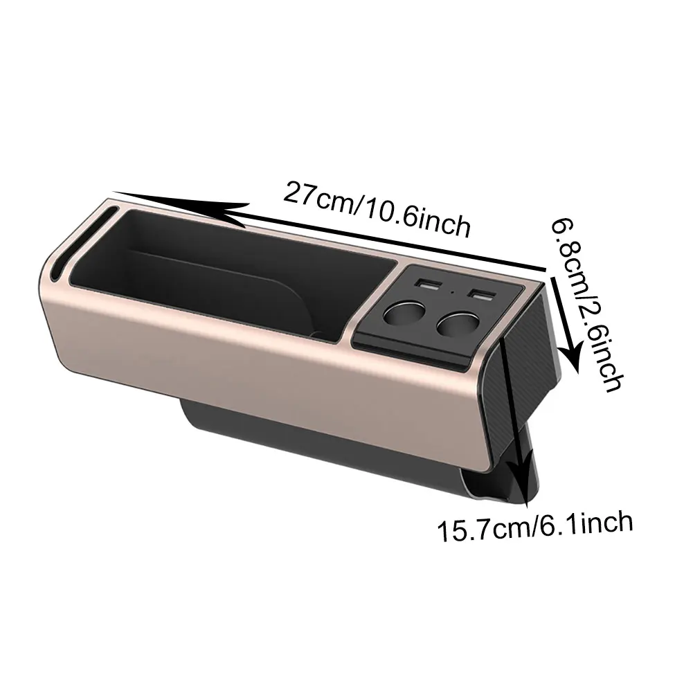 

Car Seat Gap Organizer Plastic Storage Box with 2 USB Lighter Socket Universal Car Accessories Interior