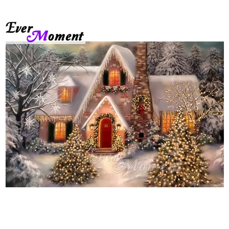 Ever Moment Алмазная картина дом для зимы Рождество полный квадрат дрель настенное