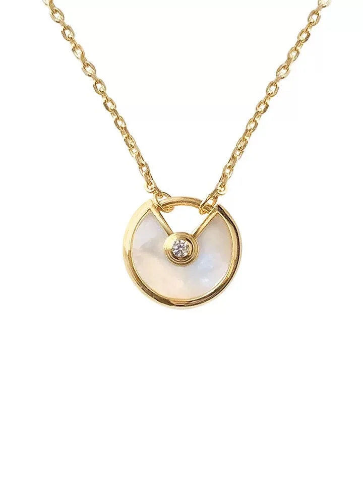 Новый Амулет из розового золота белая перламутровая цепочка UFO для ключиц