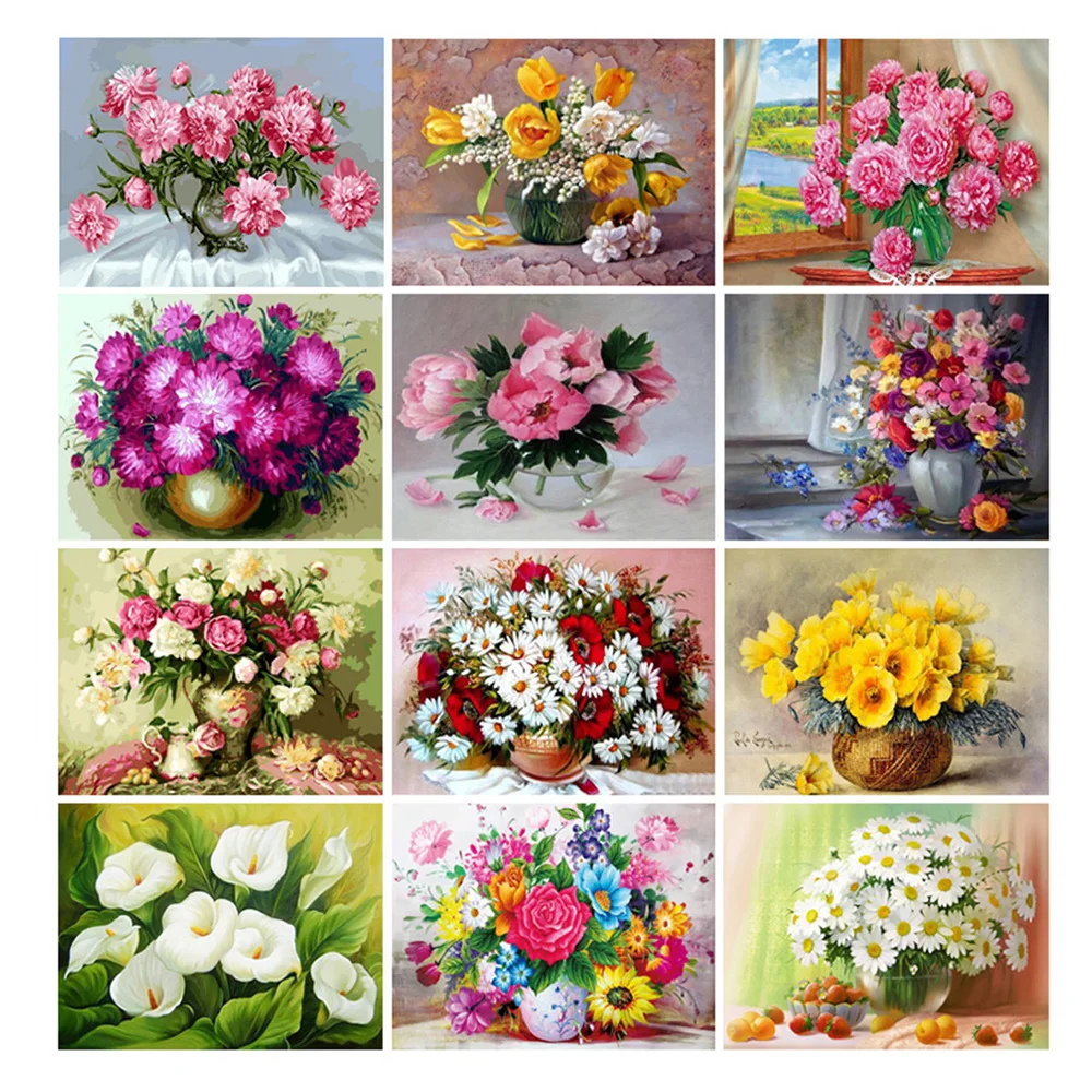 

Алмазная живопись YI, яркая 3D картина "Цветочный пейзаж", "сделай сам", наборы для вышивки крестом, квадратная круглая Алмазная вышивка