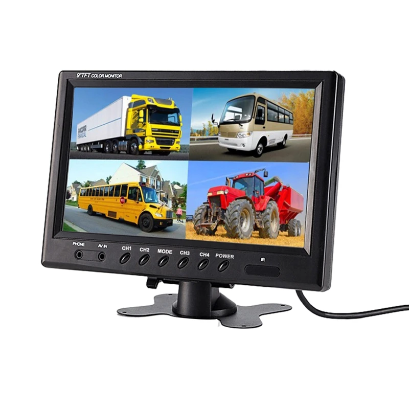 9-дюймовый автомобильный Tft Lcd Quad Дисплей наблюдения за защитой монитор 4 способ