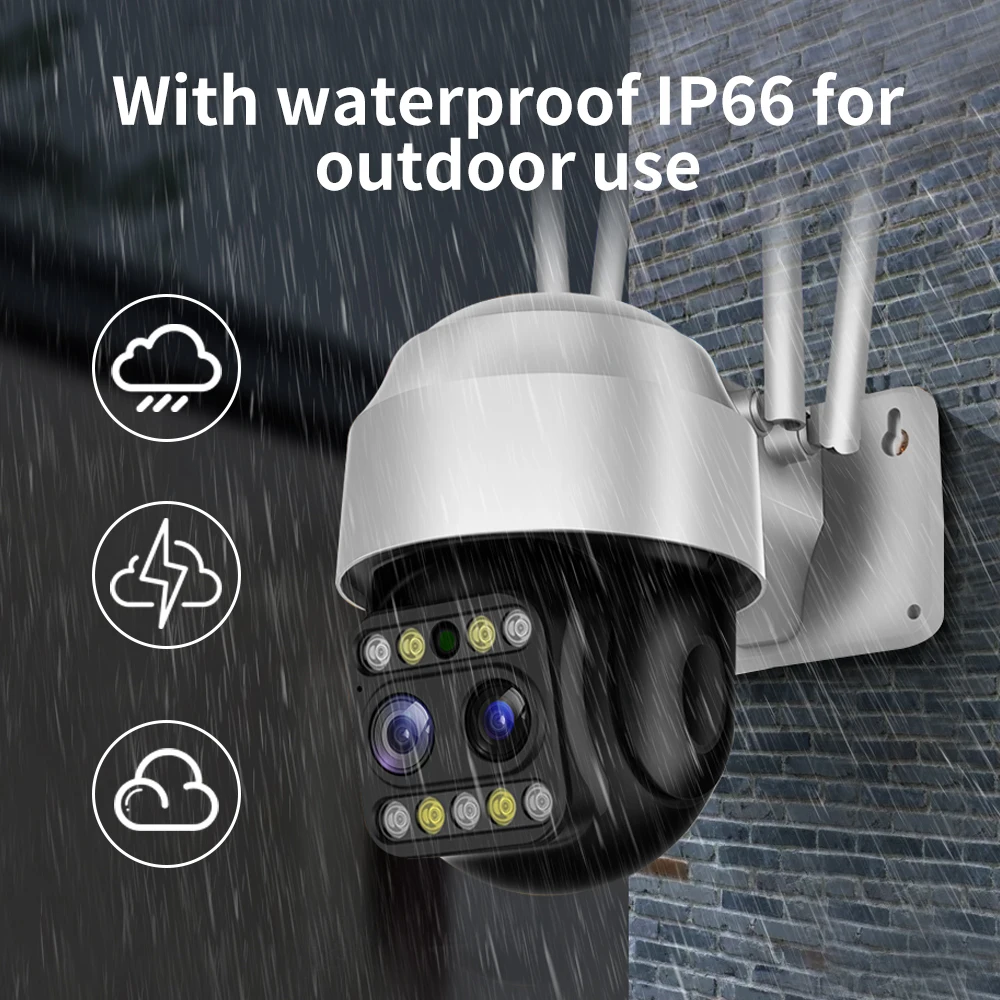 

1080P Dual Lens Outdoor Wireless Security Camera PTZ Speed Dome External Wifi Street Video Camera IP CCTV P2P Motion Alert IP66