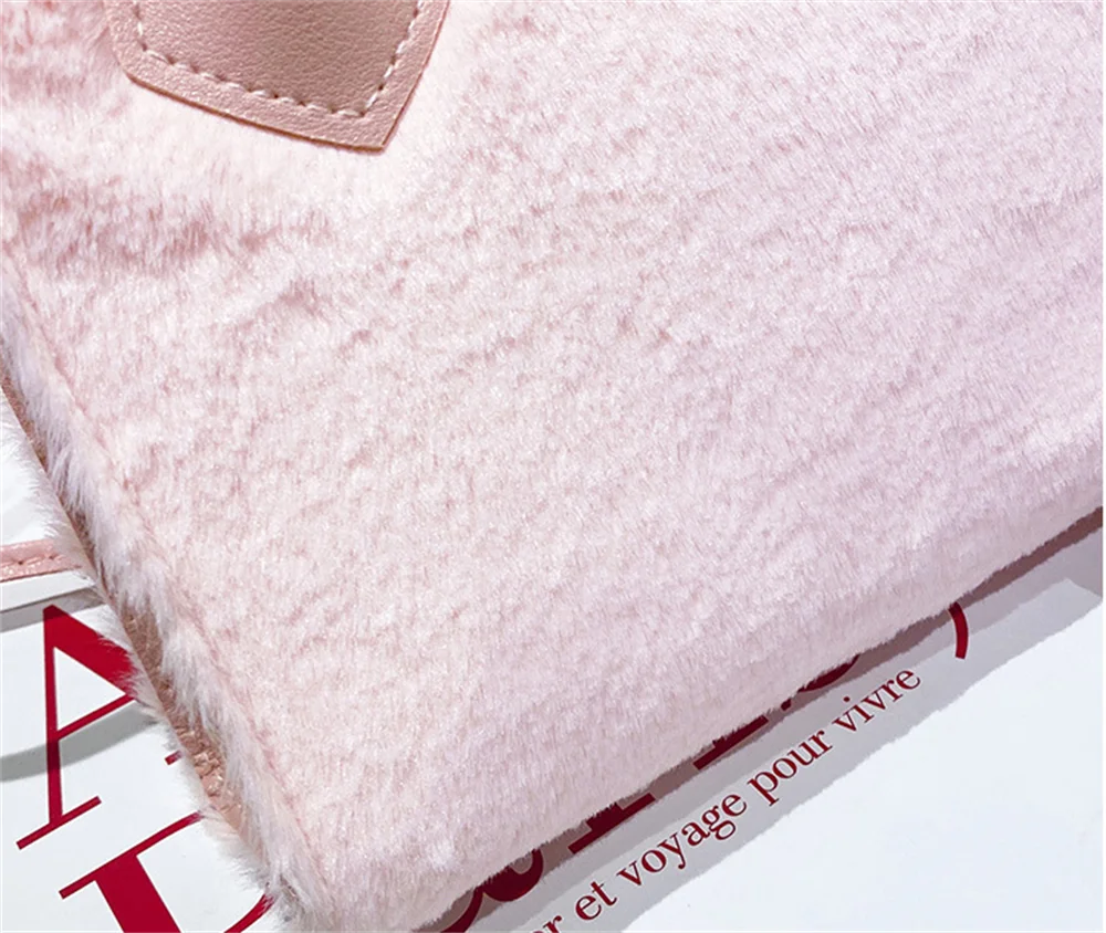 

Winter Korean rabbit hair solid color bucket mobile phone bag shoulder slung simple portable handbag