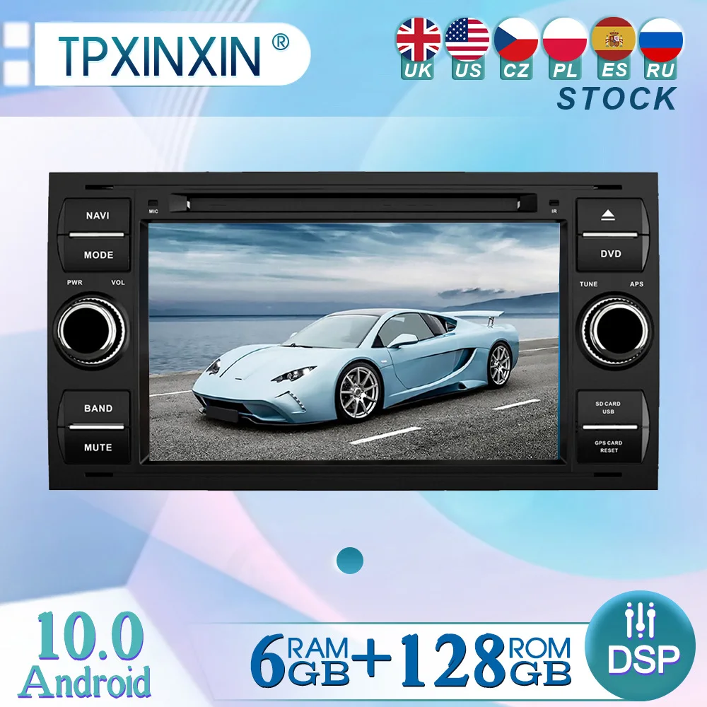 

6+128GB For Ford Focus 2006 Android 10 Radio Player Car GPS Navigation Head Unit Car Radio with Screen WIFI DSP CARPLAY