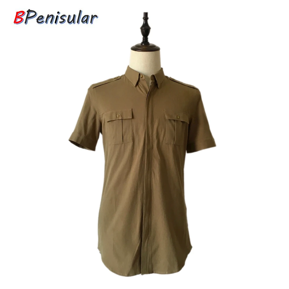 Рубашка карго мужская с эполетами однобортная хлопковая в стиле милитари