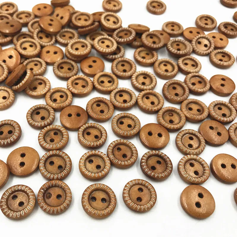 Новые 200 шт круглые деревянные пуговицы коричневые 2 отверстия шитье скрапбукинг
