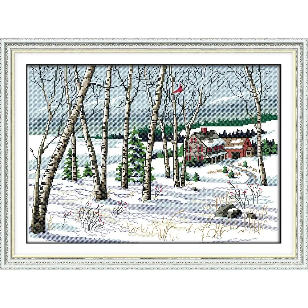 

Everlasting Love Winter Villages Chinese Cross Stitch Kits Ecological Cotton Stamped 11 CT DIY Christmas Decorations For Home