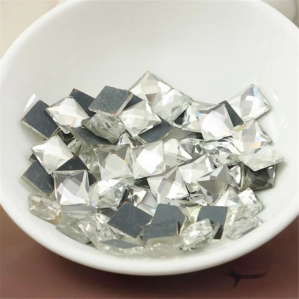 100pcs/lot Square Rhinestone Nail Decoration Transparent White Strass Stones Crystal Hot Fix Glass Wedding Manicure Accessories | Красота и