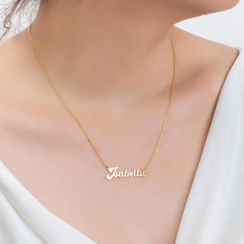 Custom Name Necklaces Stainless Steel Gold Choker Personalized Name Nameplate Pendant Necklaces For Women Birthday Gifts