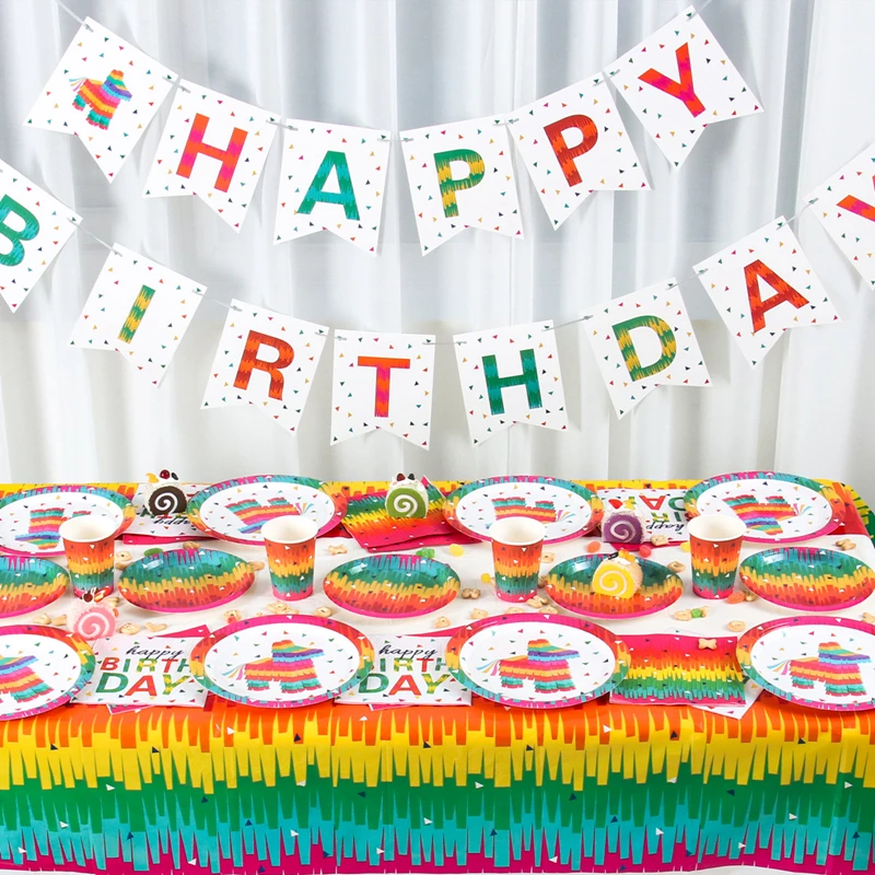 

Градиент цвета радуги наборы одноразовой посуды, декор для детского дня рождения, единорог