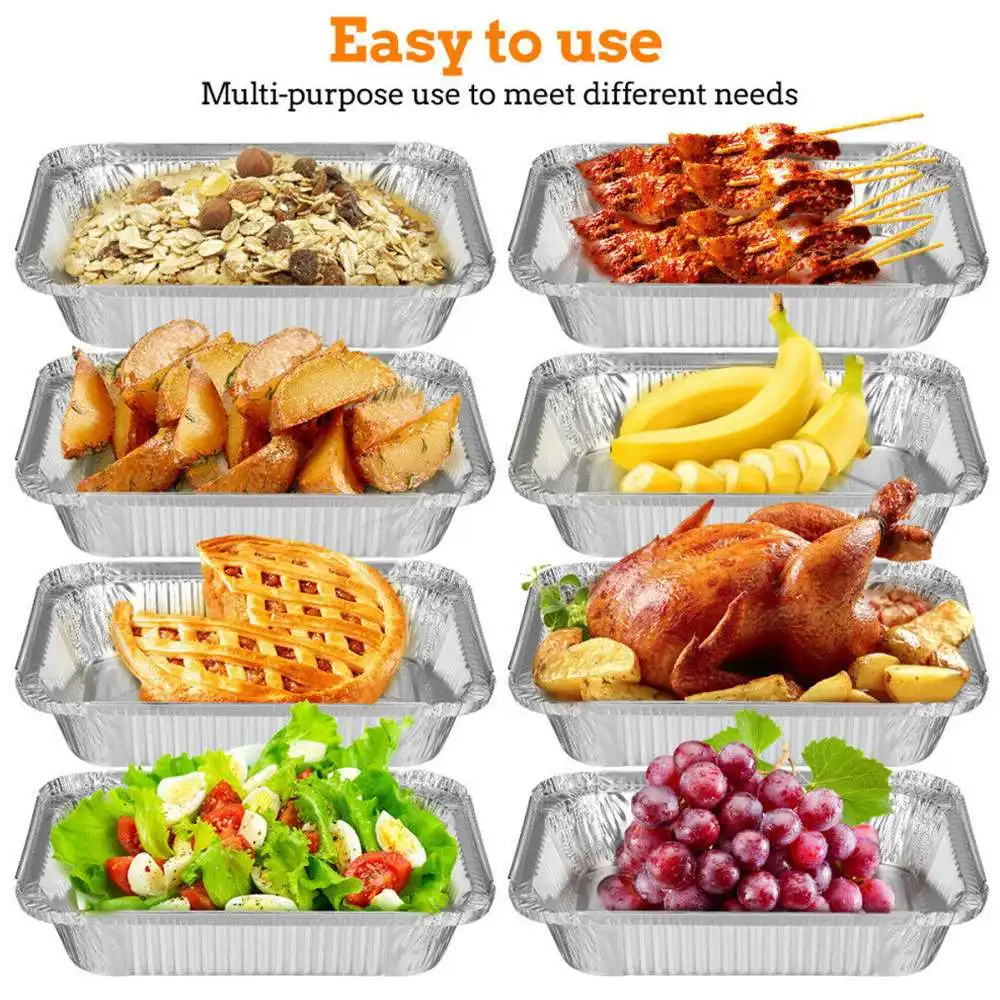 

50 PCS 1100ml BBQ Aluminum Foil Grease Drip Pans Recyclable Grill Catch Tray Outdoor For Indirect Cooking