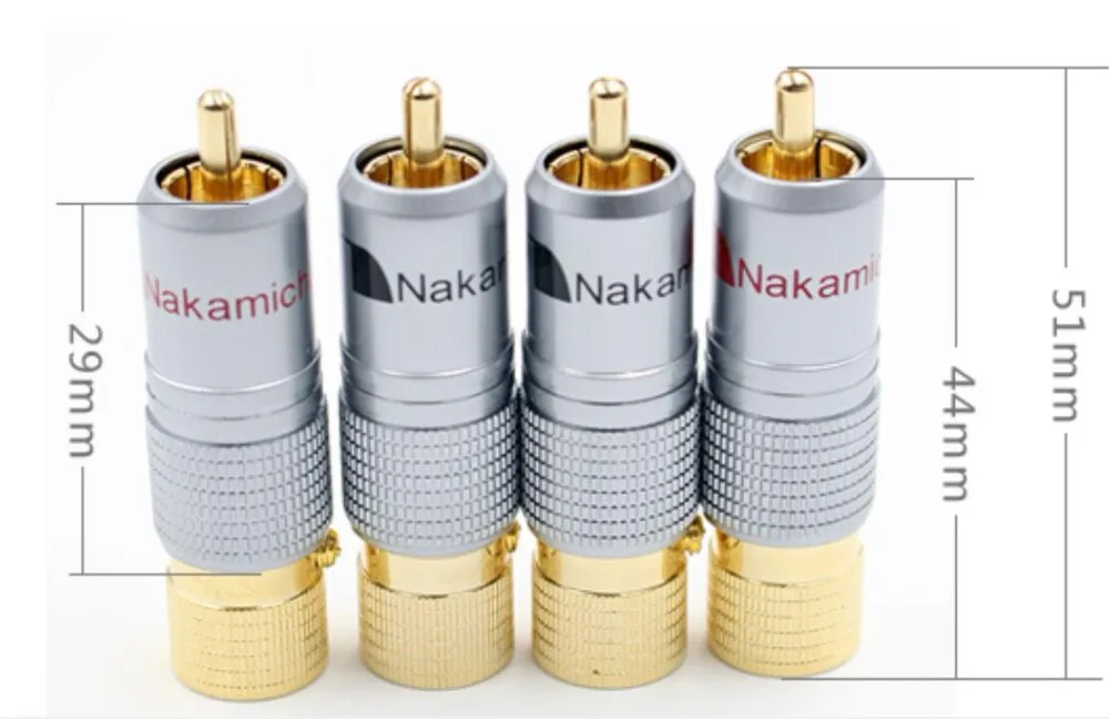 

Hifi 8pcs 10mm Gold Plated RCA Plug Locking Non Solder Coaxial Connector Socket Adapter factory High Quality