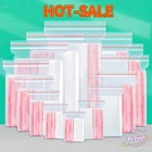 100 шт.лот прозрачный стоячий мешочек, пластиковые пакеты с застежкой-молнией, прозрачные пакеты для фруктов, закусок, самозакрывающиеся пакеты для хранения пищи