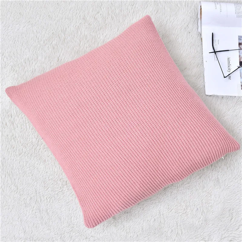 pink plain Милая трикотажная Подушка Чехлы с кисточками Мягкий Чехол на подушку наволочка для дивана кровать Вязание наволочка - Цвет: pink plain