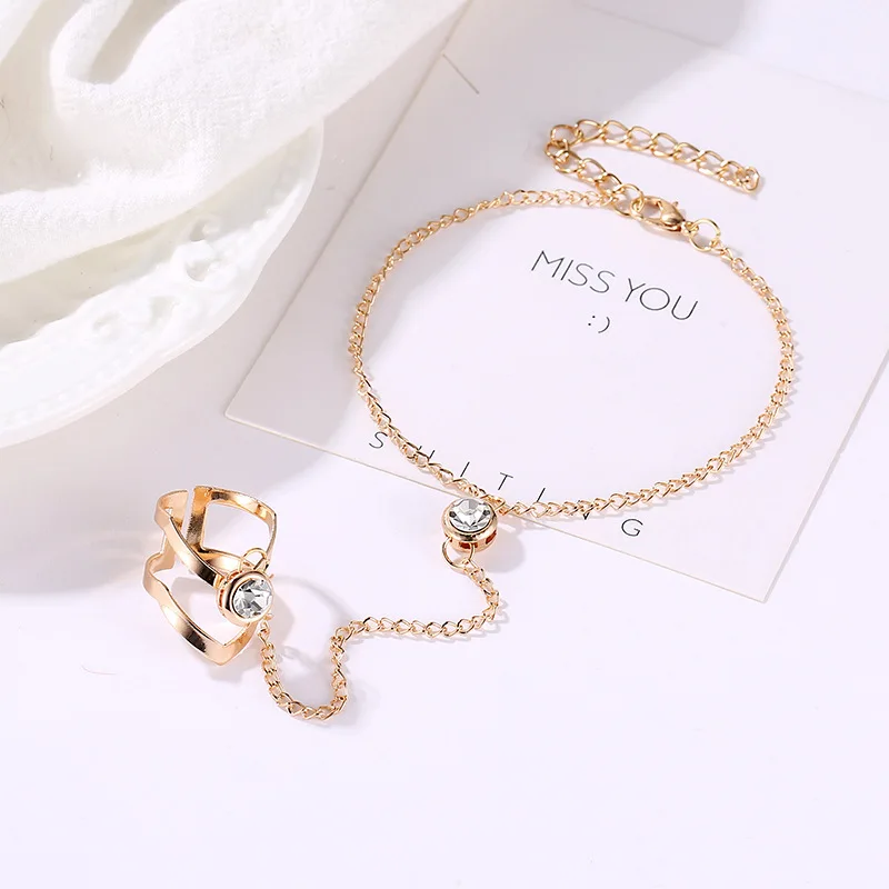 

2021 Trend Fashion Simple Gothic BTS Diamond Leaf Ring Bracelet Lady Glamour Jewelry Gift