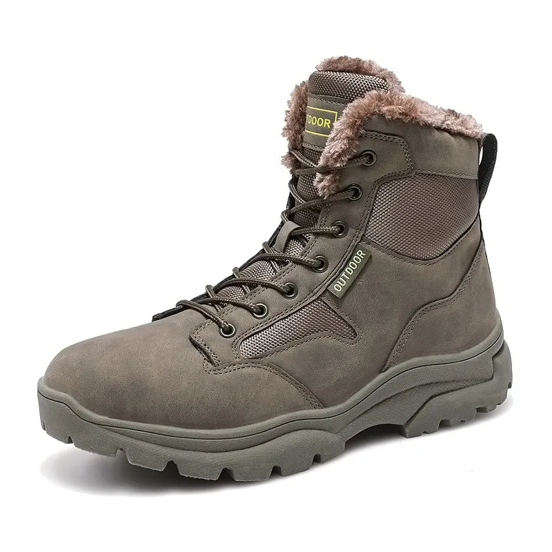 Winter New Plus Velvet Warm Military Boots High-Top Hiking Shoes Men Tactical Boots Military Outdoor Climbing Desert Sneakers