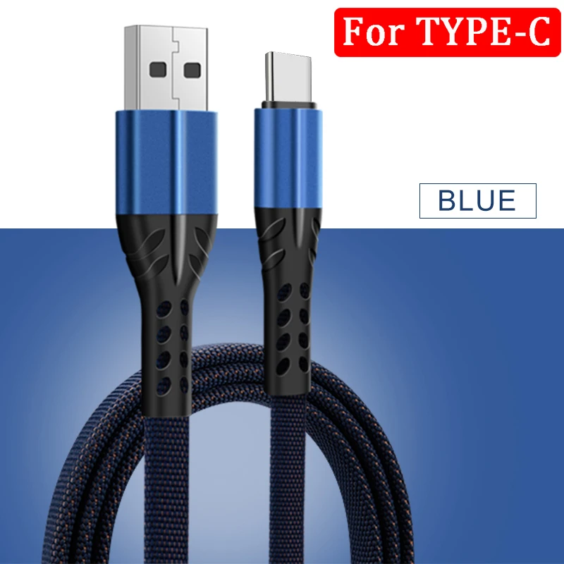 1 м USB кабель Mirco usb type C зарядное устройство для быстрой зарядки для Xiaomi Redmi Android мобильный телефон зарядный кабель для передачи данных Mirco usb type-C кабель - Цвет: For Type C Blue