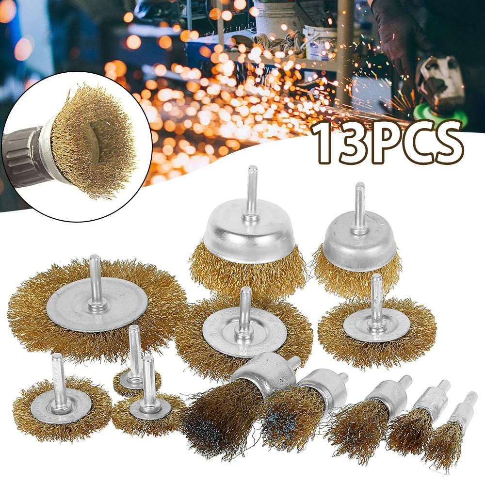 

13pcs Metal Steel Wire Wheel T-type Polishing Brush Set Mold Grinder Engraving Machine Rotary Power Tool