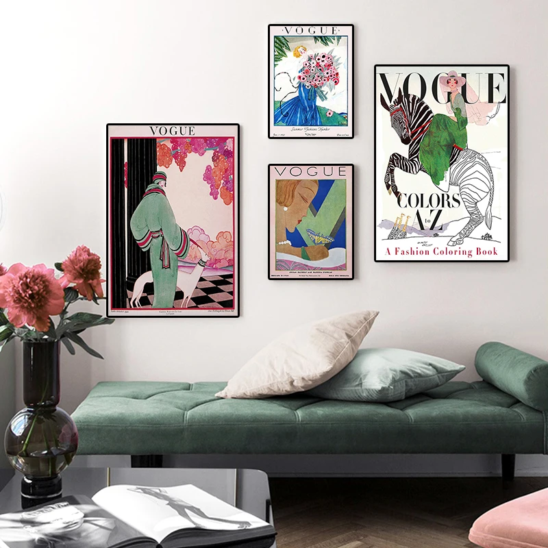 

Vintage Fashion Characters Indoor Poster Prints Living Room Flowers Canvas Painting Wall Art Nordic Abstract Home Decor Pictures