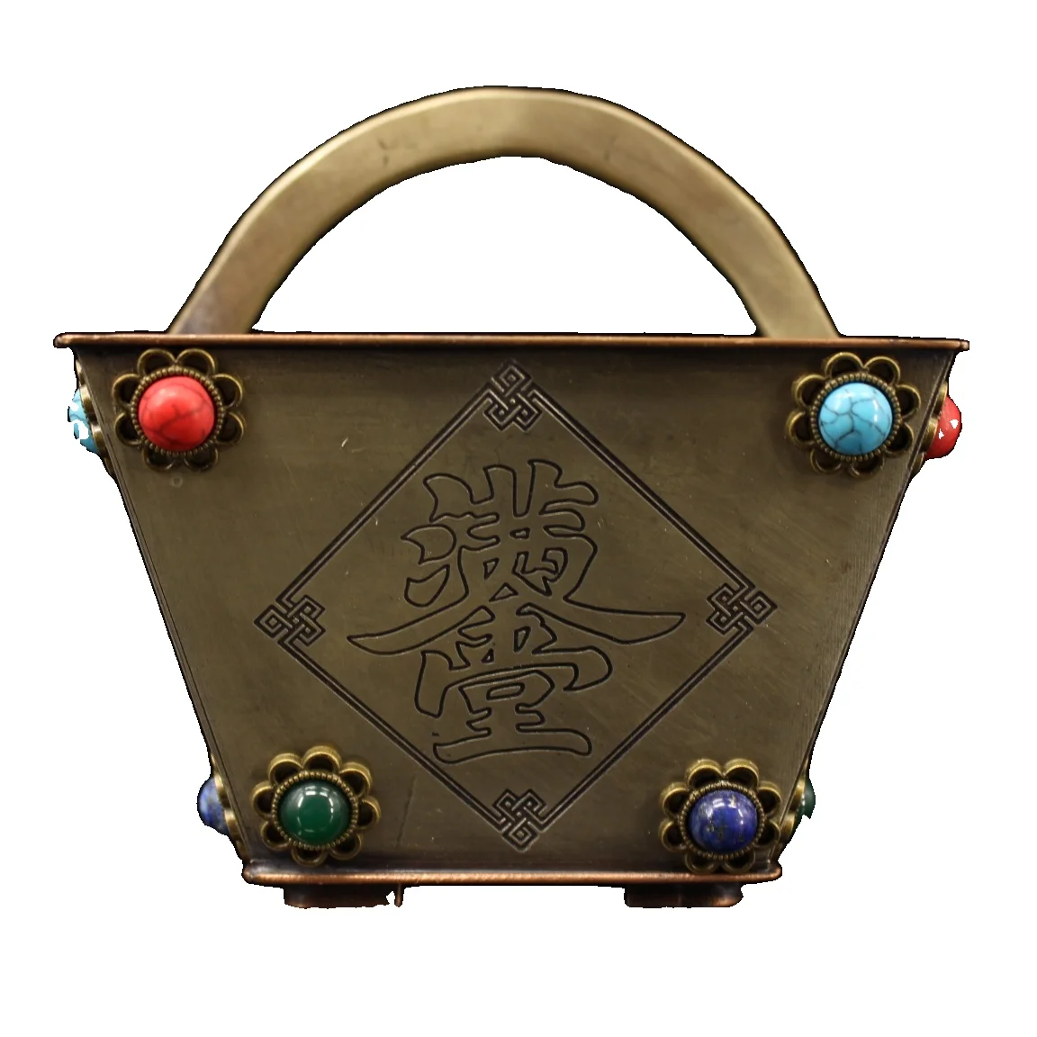 

Laojunlu ручная работа, ручная работа, набор драгоценных камней, ведро богатства и процветания, сборка из деревенской античной бронзы