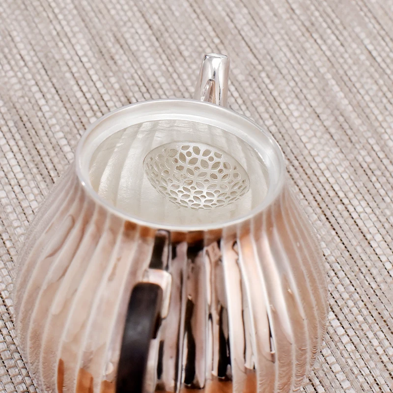 

Ag999 Sterling Silver Pumpkin-shaped Teapot Kitchen Utensils Coffee Handmade Tea Pot