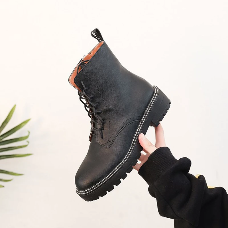 Мотоциклетные ботинки на массивном каблуке с боковой молнией зимние Брендовые