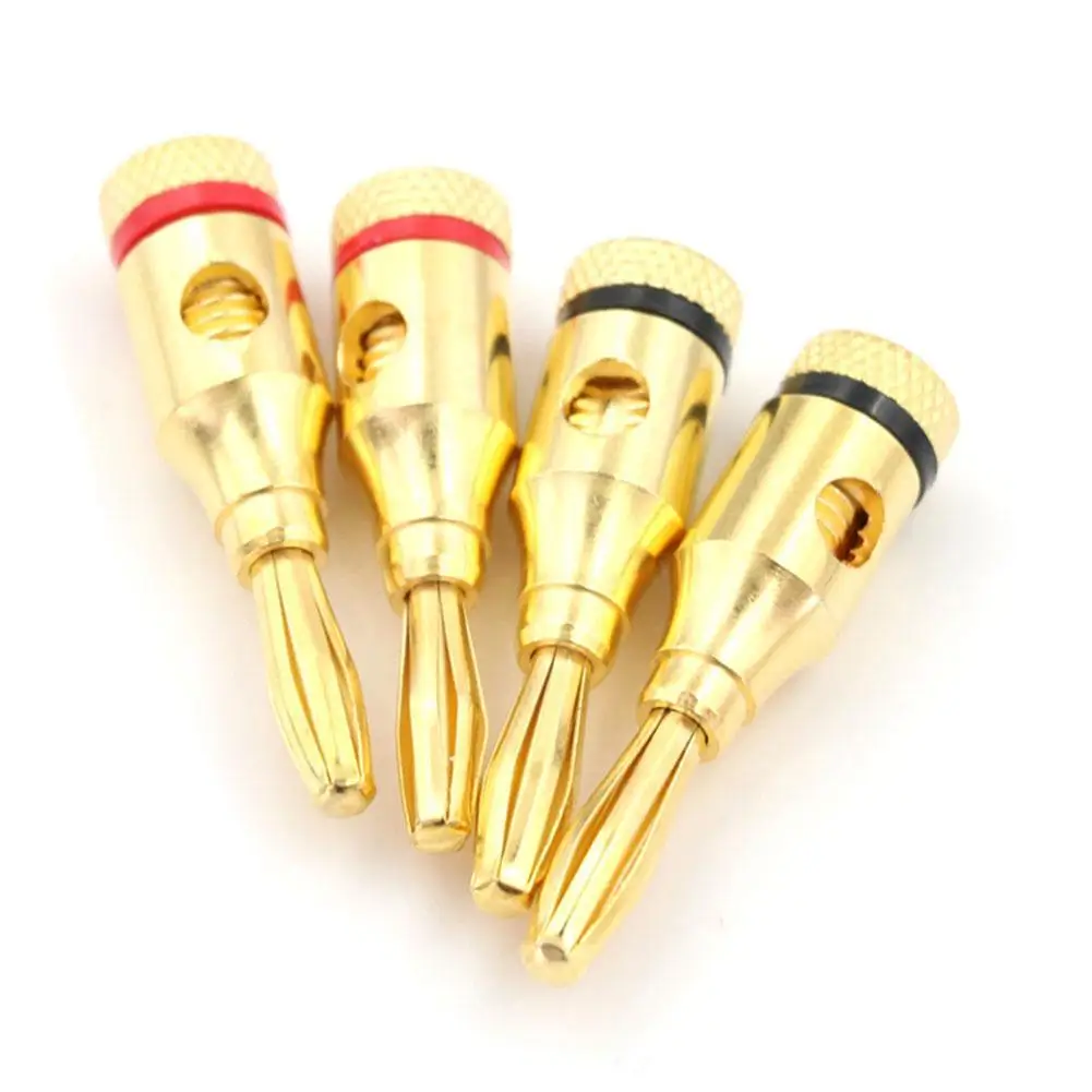 

4Pcs 4mm24k Gold-plated Music Cable Cable Banana Plug Audio Speaker Connector Electroplating Music Speaker Cable