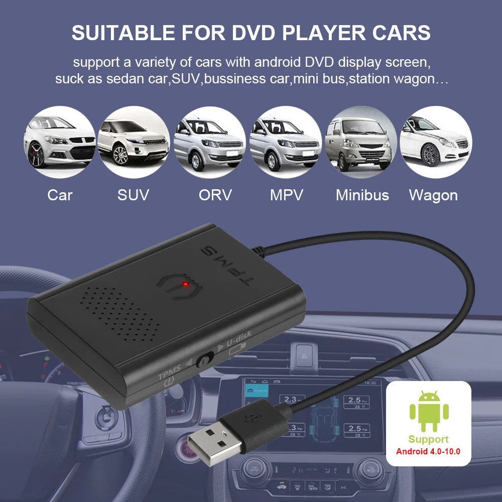 

4 Internal External Sensors for Car Radio DVD GPS Navigation Player USB TPMS Tire Pressure Monitoring System Android TPMS