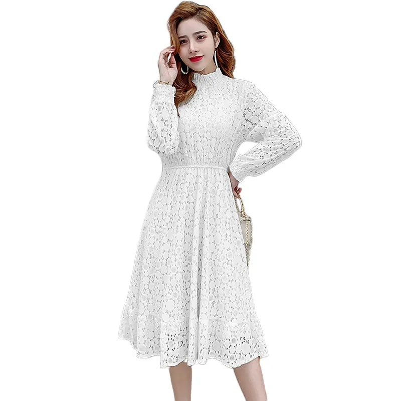 

9607# Spring Korean Fashion White Lace Maternity Dress A Line High Waist Slim Clothes for Pregnant Women Elegant Pregnancy Dress