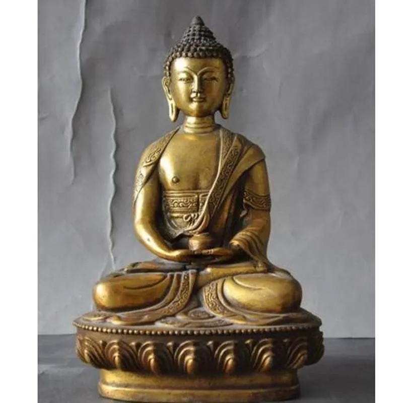 Старый тибетский буддизм латунная позолота медицина Будда Шакьямуни Shakyamuni