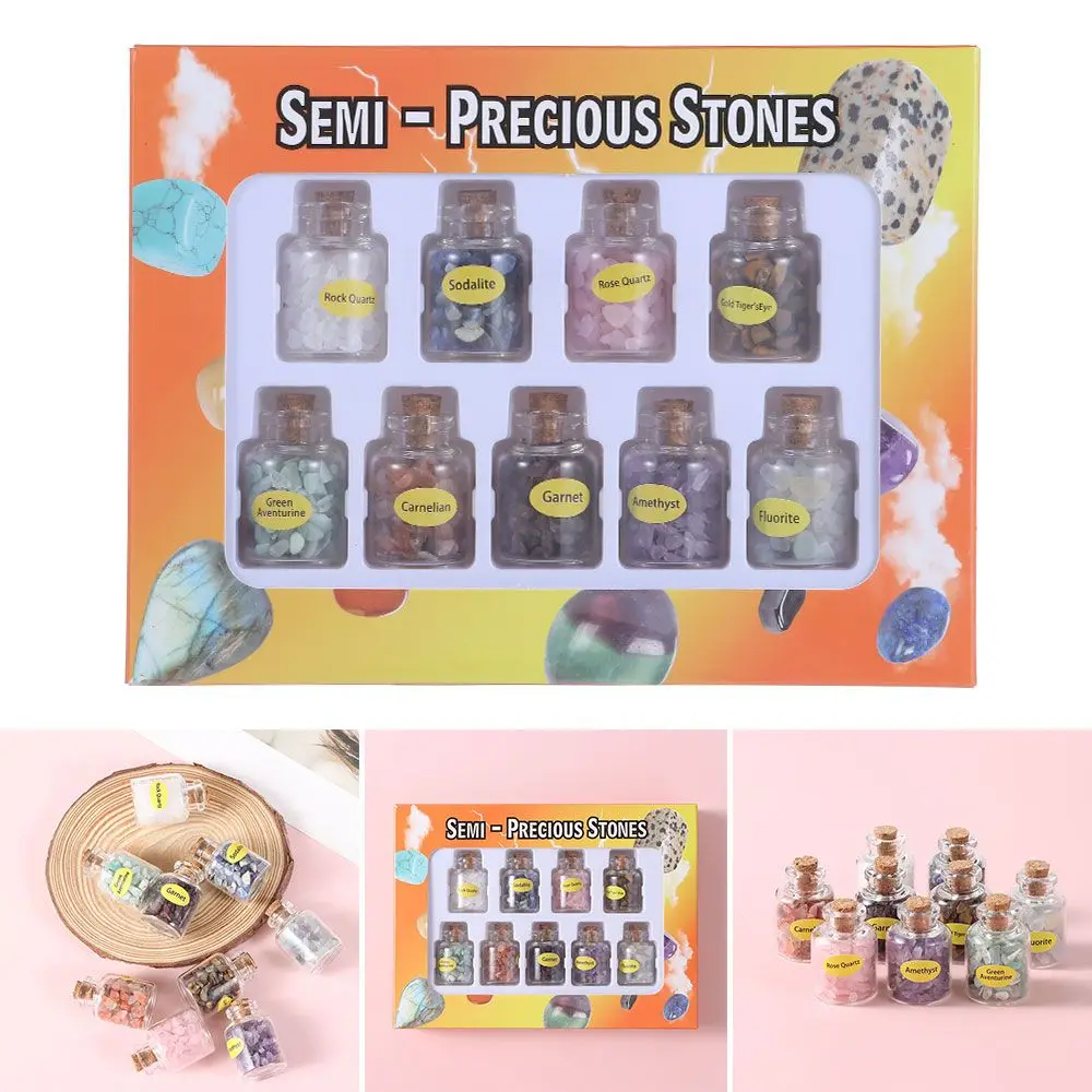 Mini Ornament Rose Quartz Sodalite Natural Stone Healing Crystal Gravel Bottles Wooden Cork Stones | Дом и сад