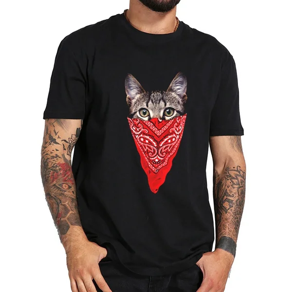 

gangster cat Men's T-Shirts 2019 Funny Printed Short Sleeve Tshirts Summer Hip Hop T Shirt Streetwear Casual Cotton Tops