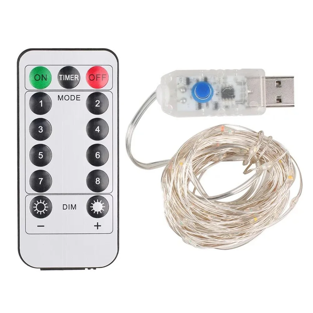

2020 New Year Christmas Decoration Lamp Silver Wire Led Garland Fairy Light String with Remote Control for Indoor Home Lights