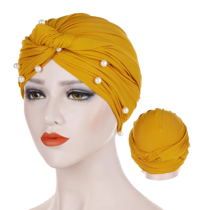 

2019 muslim cotton hijab caps solid pearl wrap female turban bonnet arab headdress Inner hijab cap Islamic head cover for women