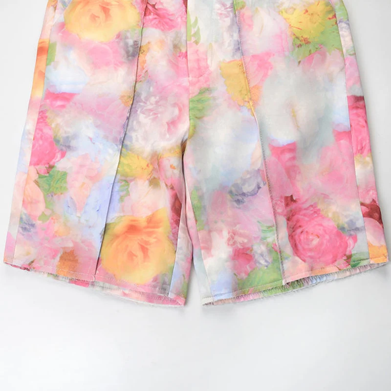 

CHICEVER Print Shorts For Women High Waist Large Size Casual Hit Color Straight Short Pants Female 2021 Summer Fashion Clothing