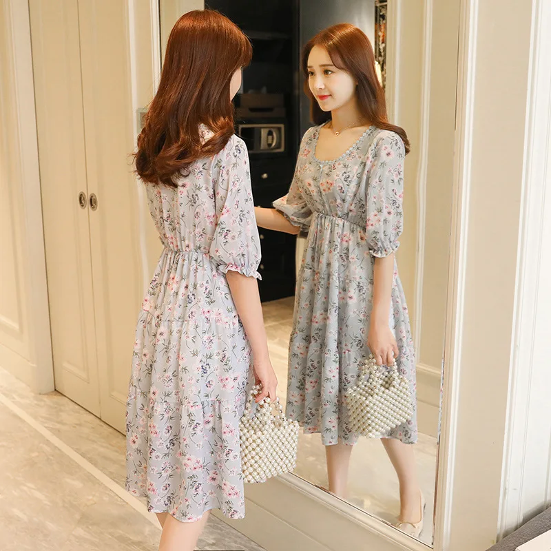 2020 Maternity Clothes Spring Summer New Style Short Sleeve Mid-length Floral-Print-Style Nursing Dress Loose-Fi | Мать и ребенок