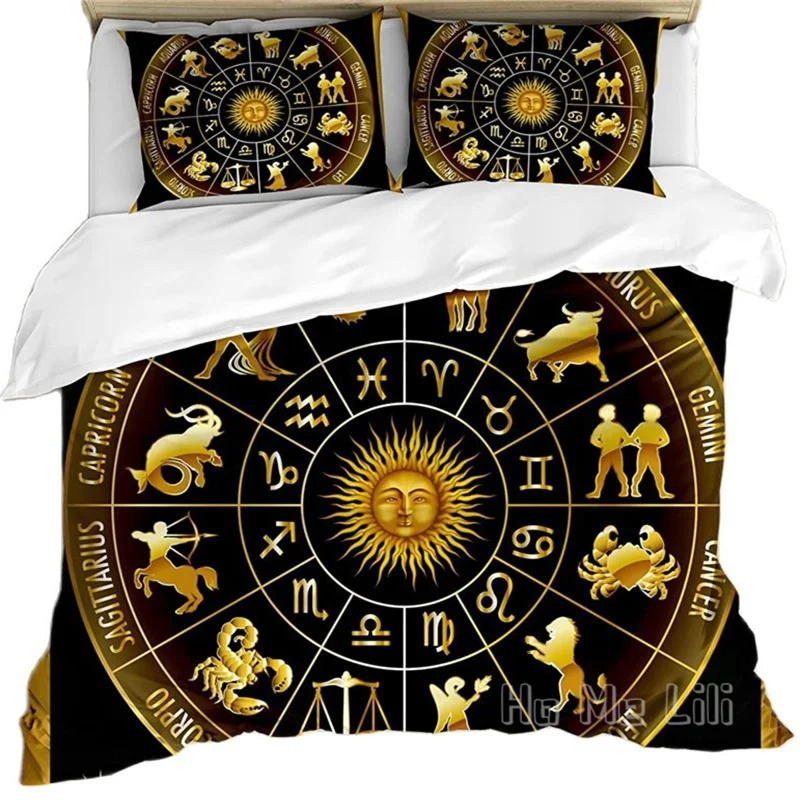 

Astrology Duvet Cover By Ho Me Lili Wheel Zodiac Signs In Circle Sun Moon Image Circle Decorative Bedding Set