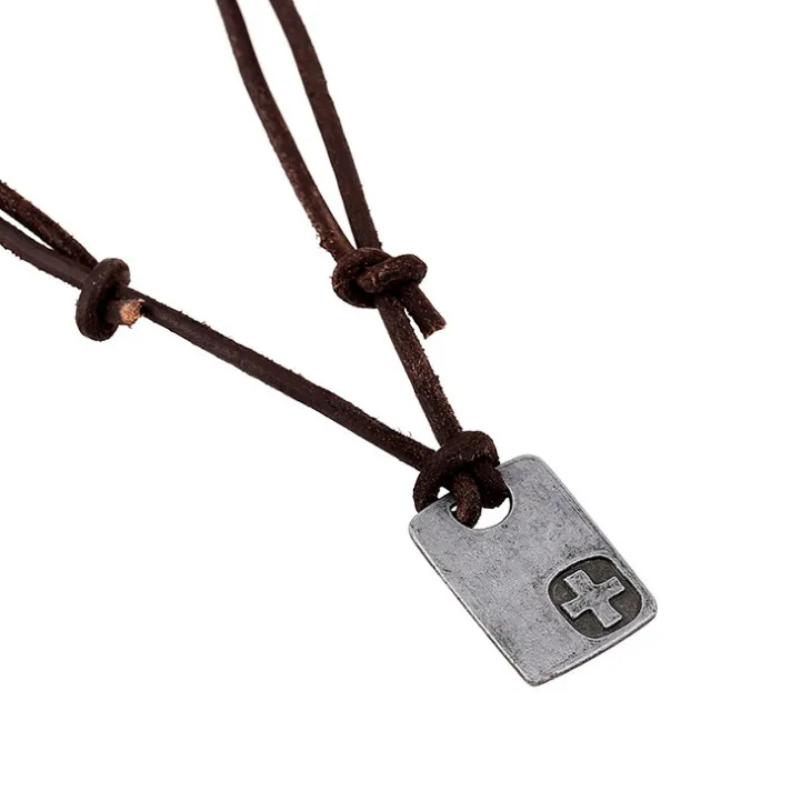 Длинное ожерелье из кожи в стиле панк-рок изящное с регулируемой подвеской для