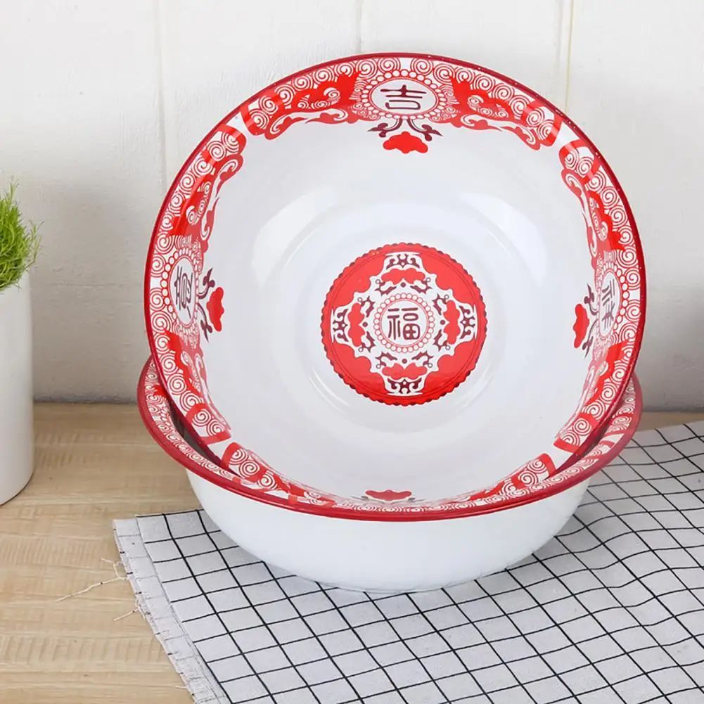 

Thick Food Basin Easy Clean Enamel Basin Large Storage Plate Washbasin Stuffing Basin Soup Plate Home Wedding