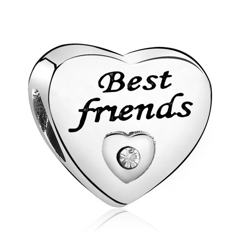 best friend Nan Sister Grand Daughter Лучший Друг Микки Сердце Бусины Подходит Pandora браслет и браслет DIY для женщин Изготовление ювелирных изделий - Цвет: best friend