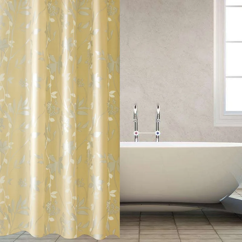 High-end waterproof mildew proof printing Light yellow PEVA thickened shower curtain custom made bathroom | Дом и сад