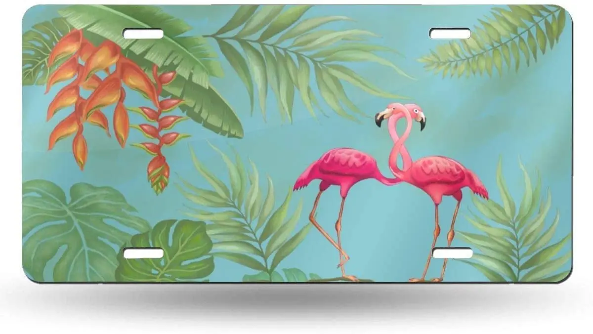 

yunsu Decorative Tropical Flamingo License Plate,car Decor Personalise Tag,Novelty Car Front License Plate Metal Aluminum Car