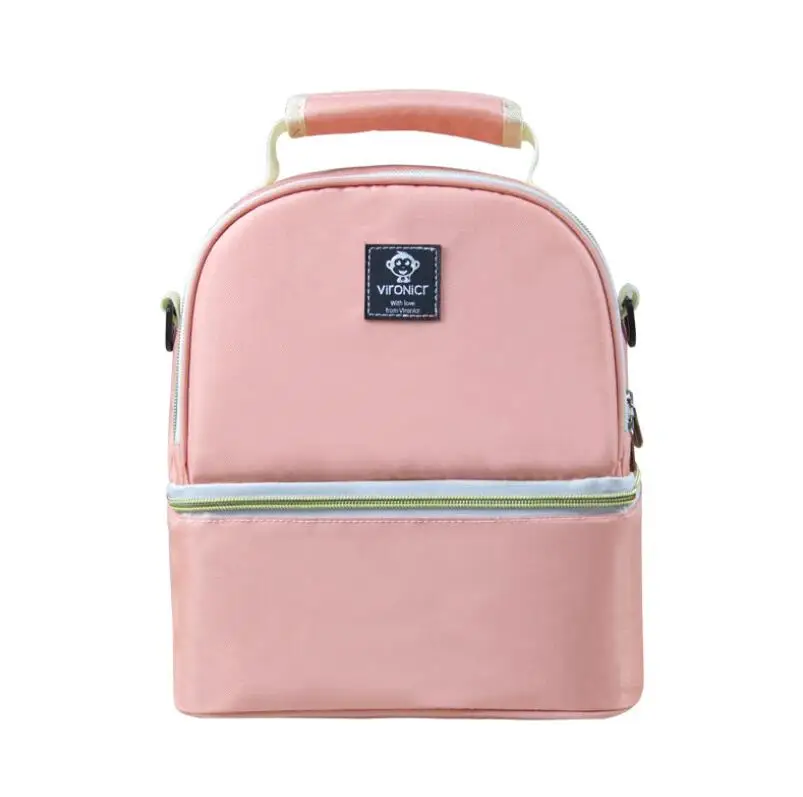 pink Сумка для хранения молока, двухслойная сумка для обеда, водонепроницаемая сумка для мам, уличный Рюкзак-холодильник, Детская изоляционная сумка для еды - Цвет: pink