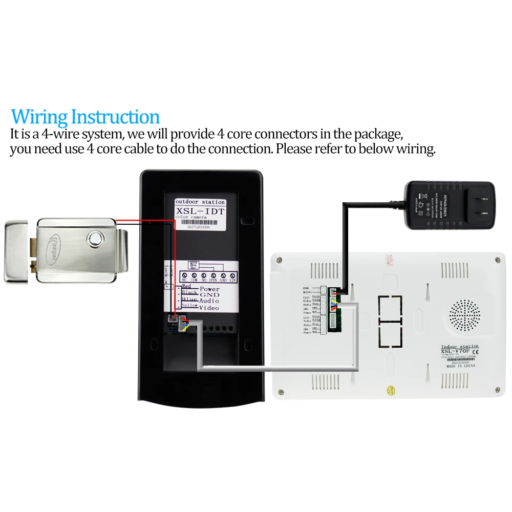 

7 Inch Video Intercom System With Lock Wired Video Door Bell RFID 700TVL Doorbell Camera For Home Video Door Phone Intercom Kit